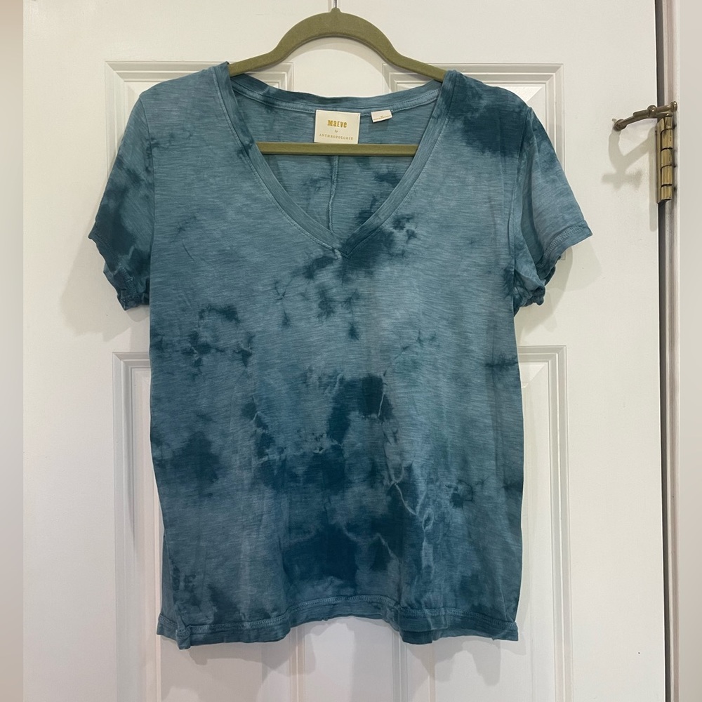 Maeve by Anthropologie Blue Tie Dye Tee Shirt Size M